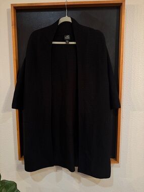 Eileen Fisher Black Open-Front cardigan Italian yarn